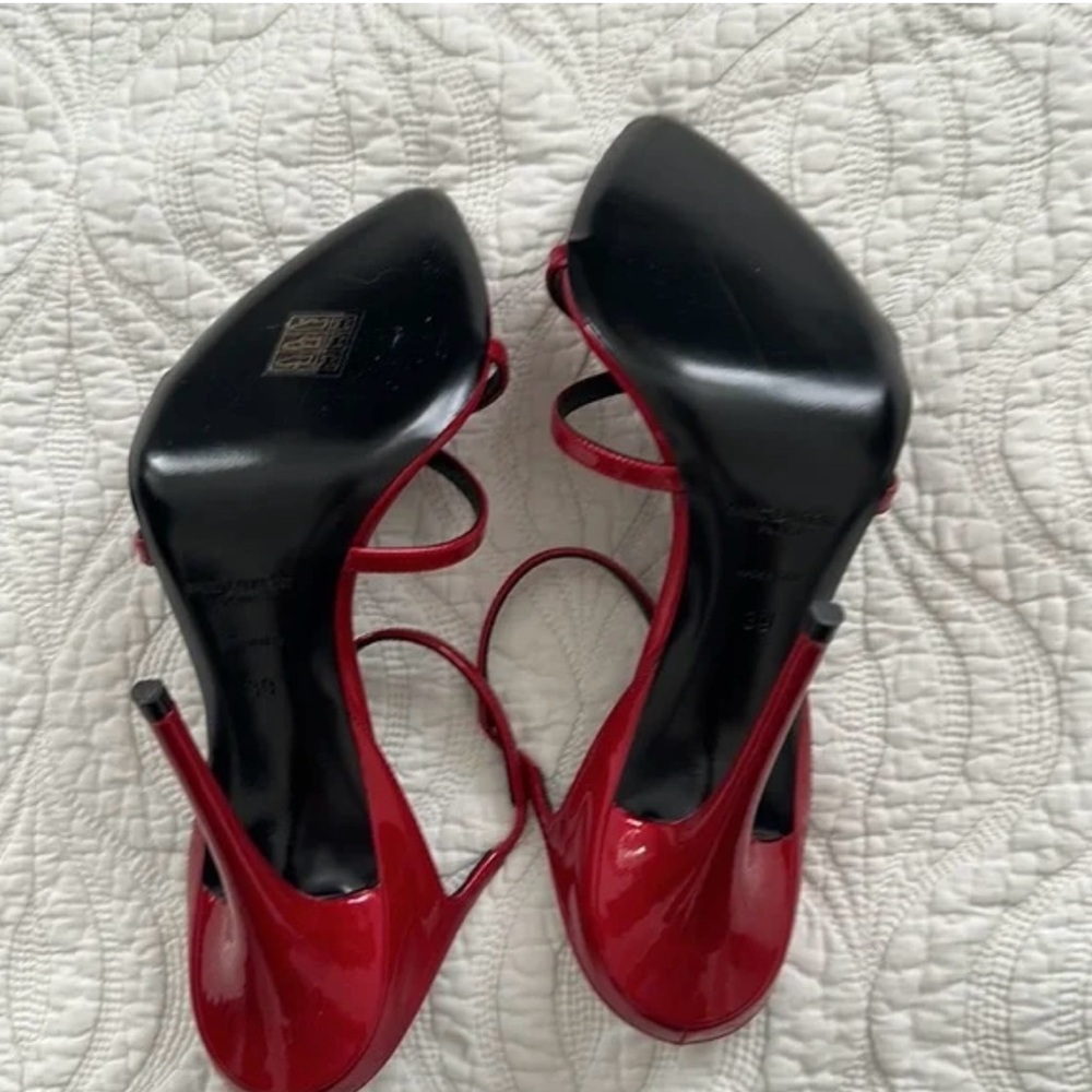 Saint Laurent Red Gippy Sandal Heel - Picture 4 of 7
